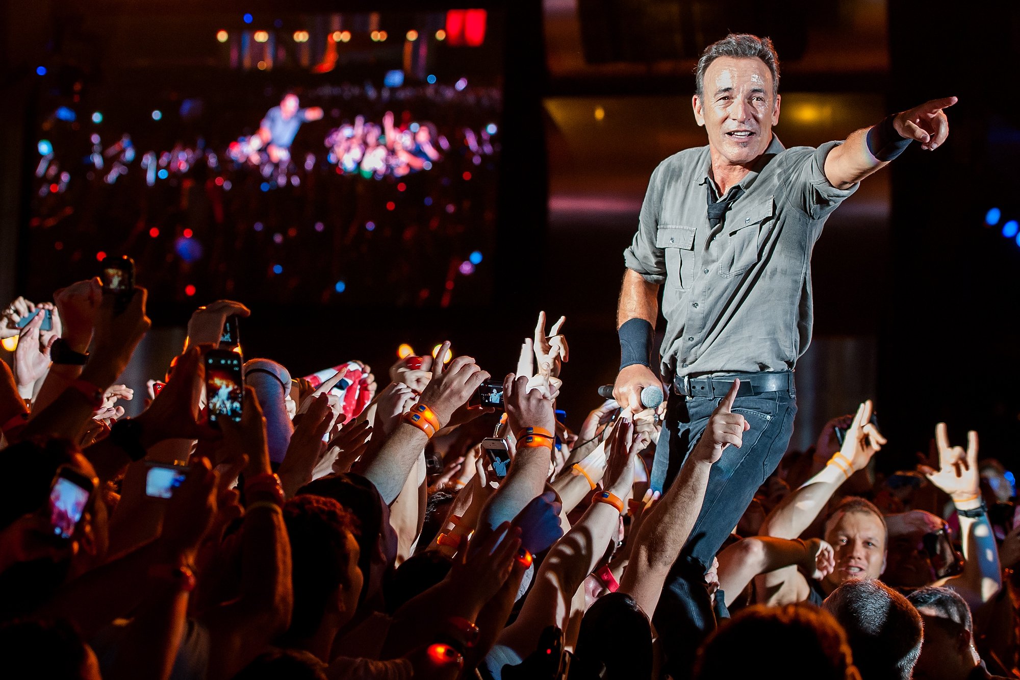 Bruce Springsteen performs on stage during a concert in the Rock in Rio Festival