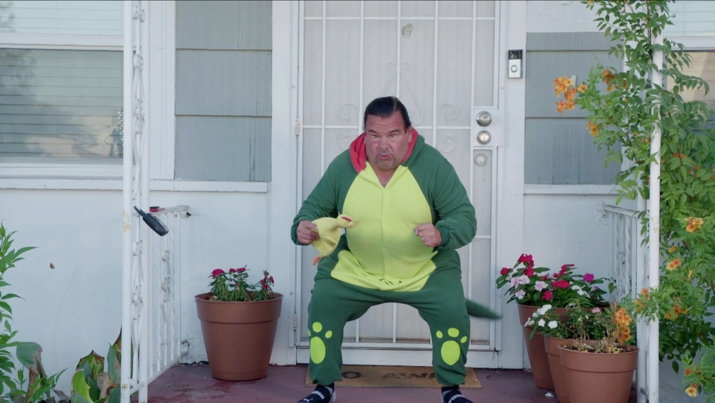 '90 Day Fiancé' star Ed Brown seen here in a dinosaur costume during a scene from '90 Day: The Single Life.'