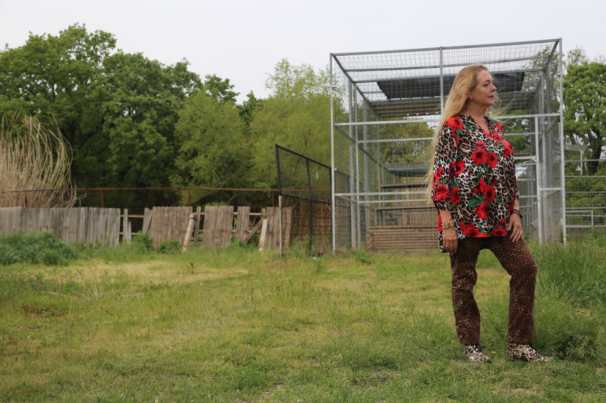 Carole Baskin stands on the grounds of 'Tiger King's G.W. Zoo
