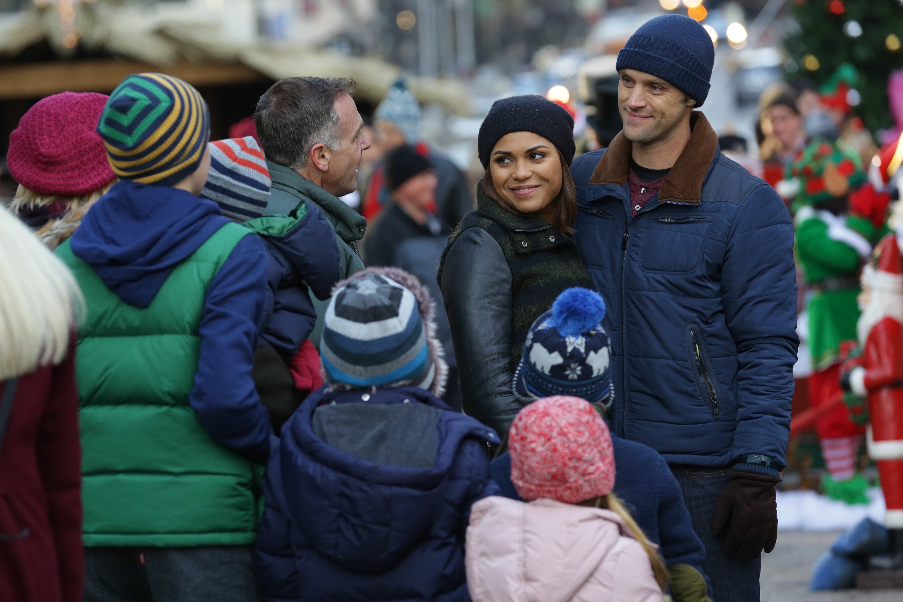 Dawson and Casey standing in front of a holiday decorations in 'Chicago Fire' Season 3