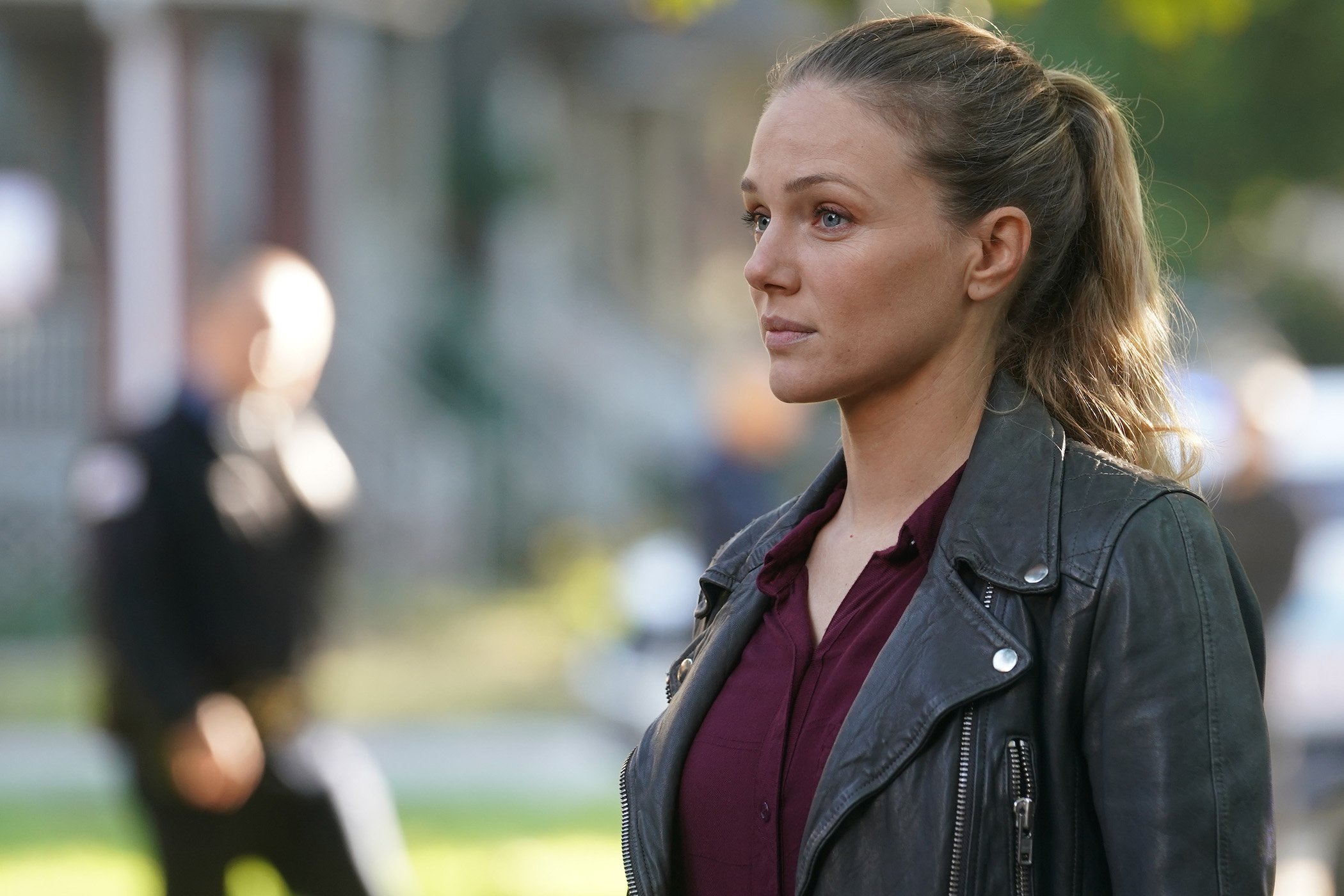 A close-up of Tracy Spiridakos as Hailey Upton in a 'Chicago P.D.' episode from season 9. 