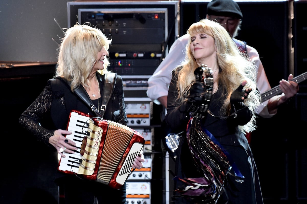 Christine McVie and Stevie Nicks perform with Fleetwood Mac.