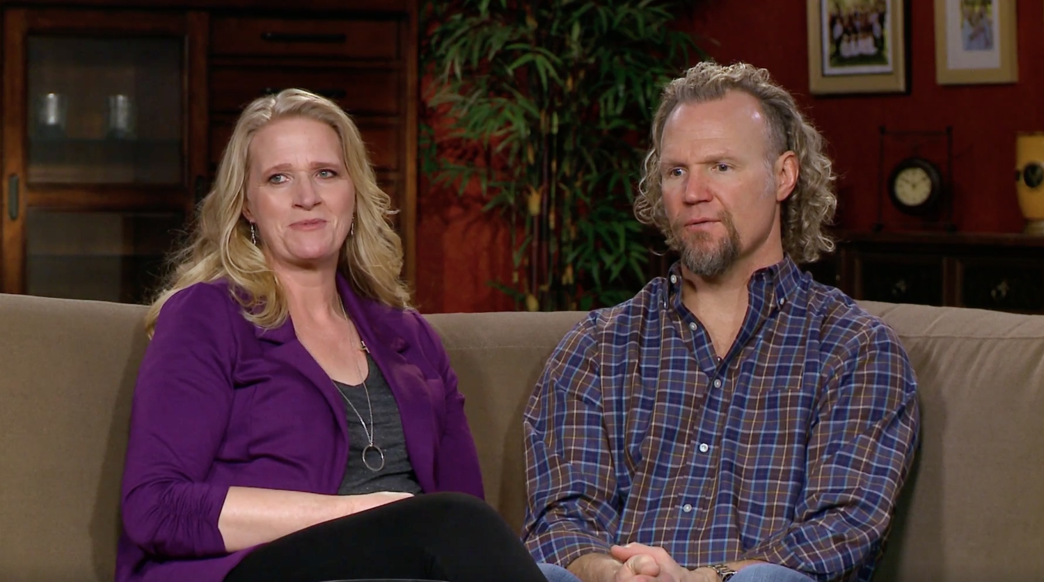 Christine Brown and Kody Brown sitting together on couch on 'Sister Wives'