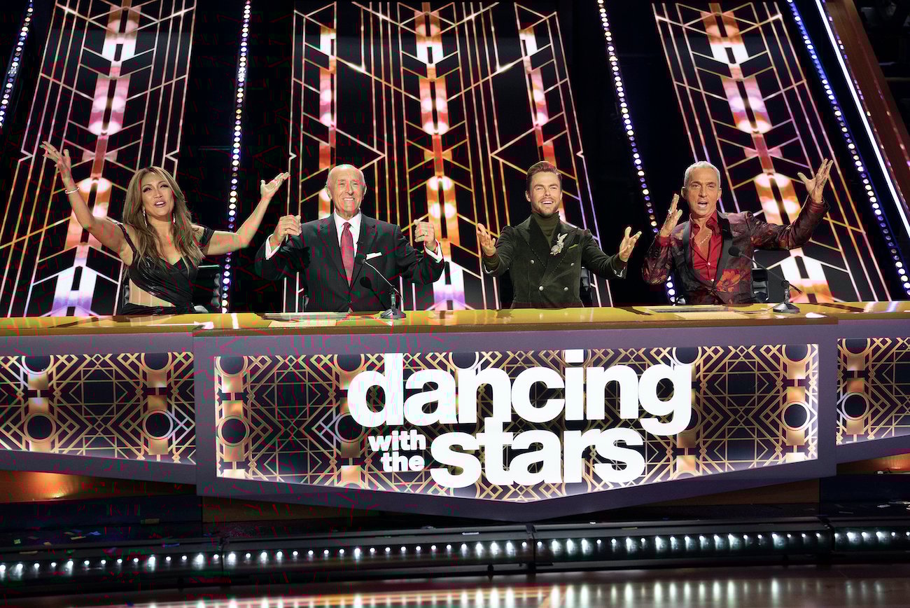 Carrie Ann Inaba, Len Goodman, Derek Hough, and Bruno Tonioli at the judges' panel during the 'Dancing with the Stars' Season 30 semi-finals
