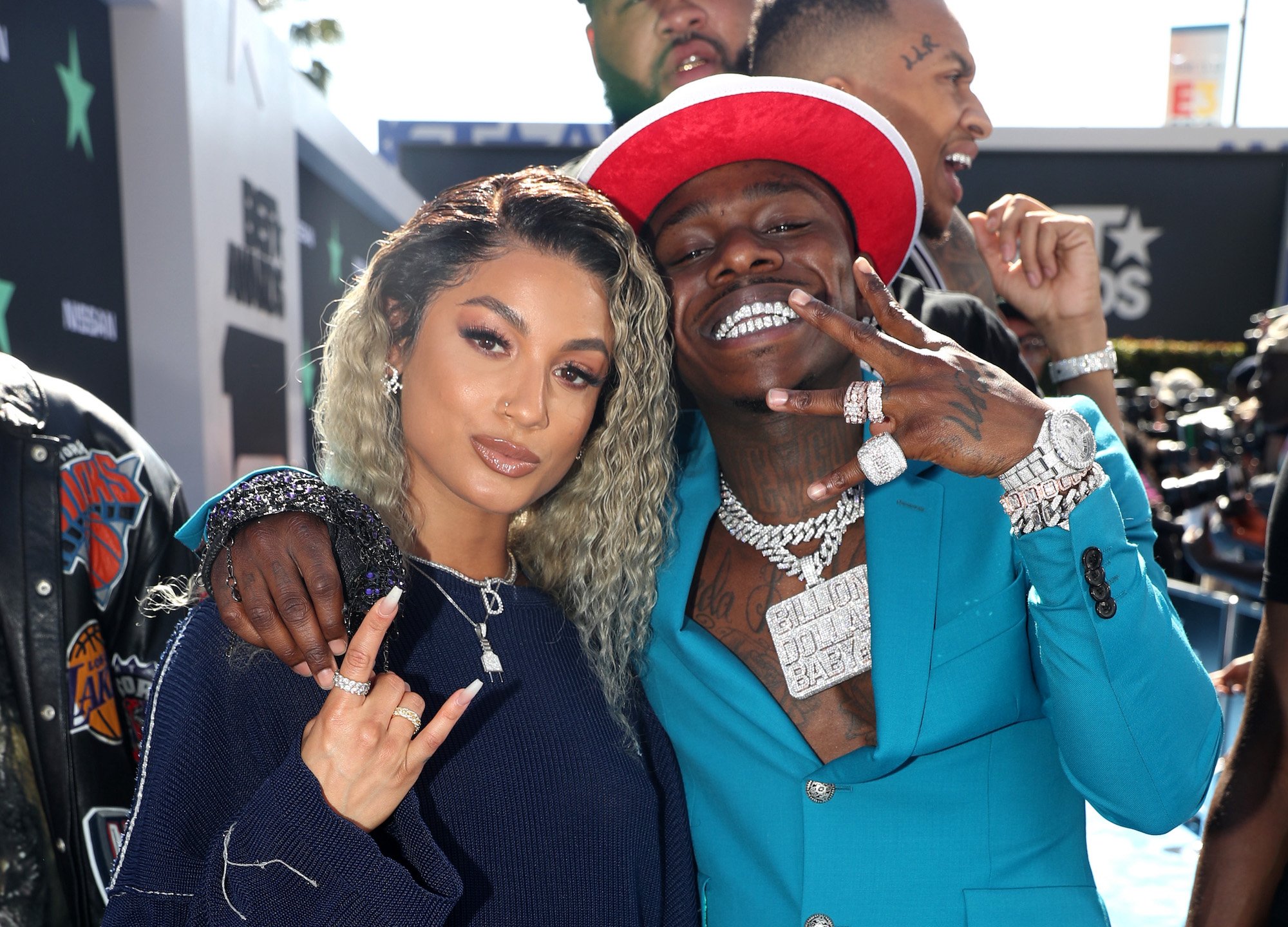DaniLeigh and DaBaby pose on the red carpet
