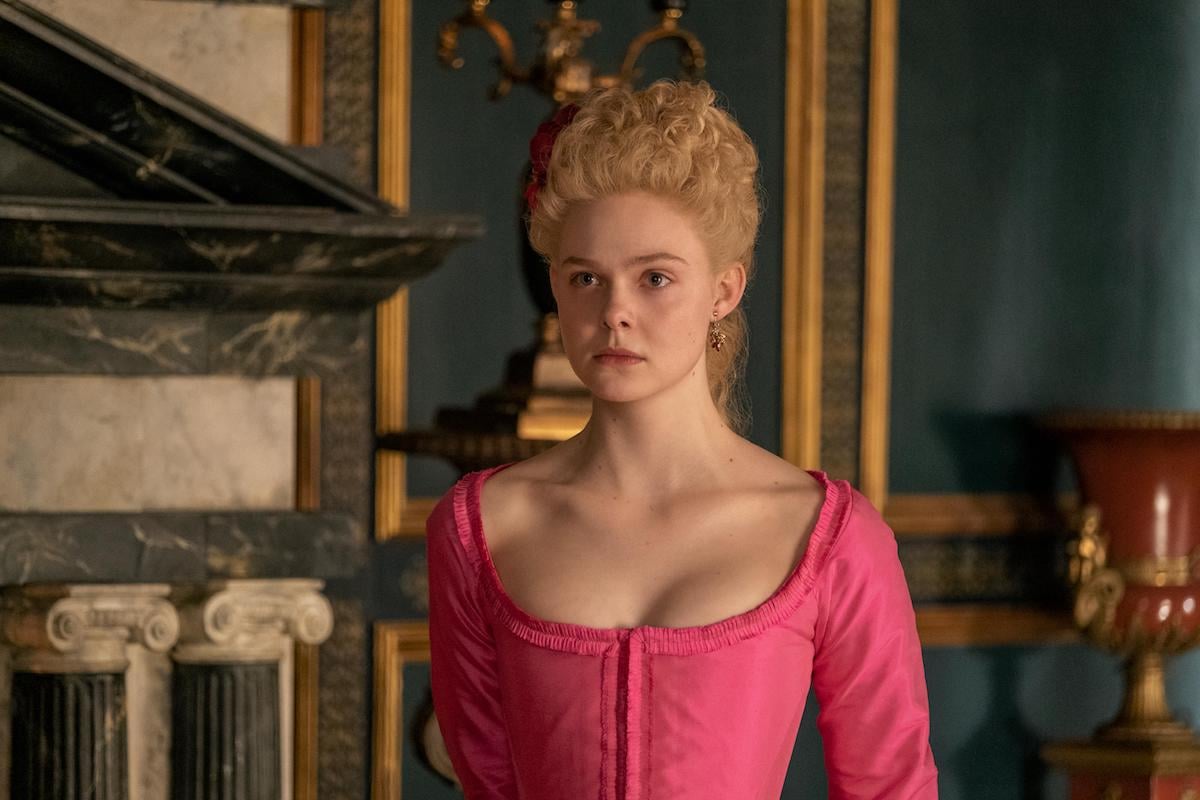 Elle Fanning as Catherine, wearing a pink dress, in 'The Great' Season 1