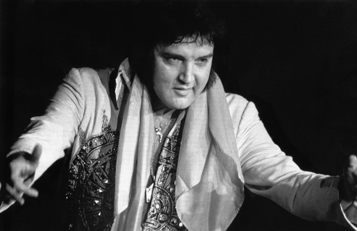 Elvis Presley performs on June 20, 1977