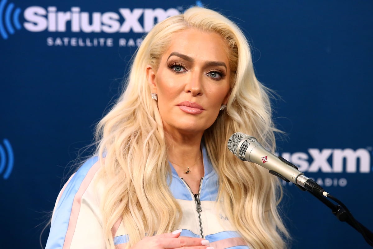 Erika Jayne talks with SiriusXM host Jenny McCarthy during her 'Inner Circle' series on her SiriusXM Show 'The Jenny McCarthy Show' at SiriusXM studios on March 21, 2018 in New York City