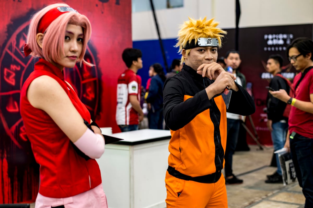 Indonesian cosplayers as Naruto and Sakura from 'Naruto: Shippuden'