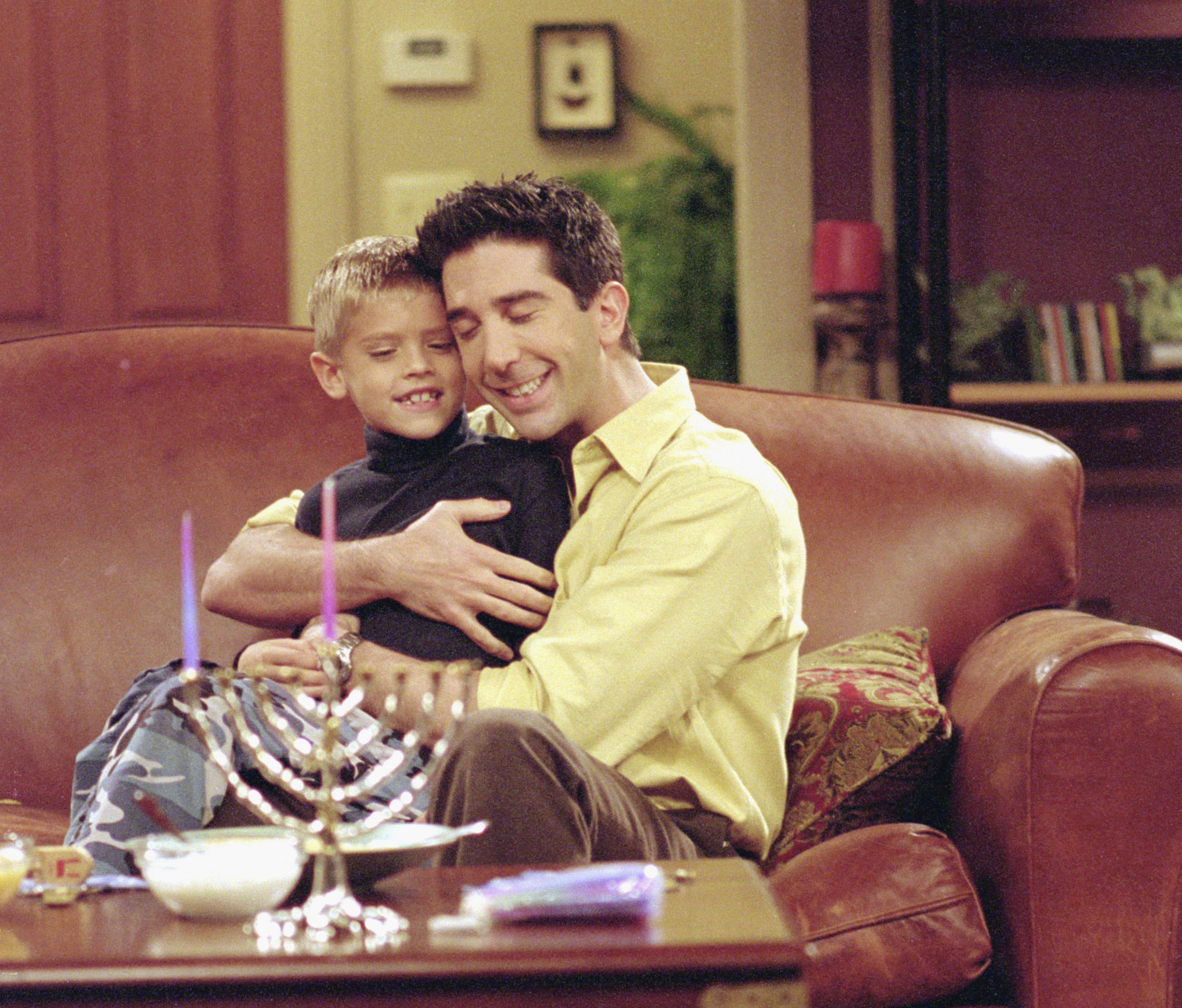 Ross Geller hugs Ben Geller in 'Friends'