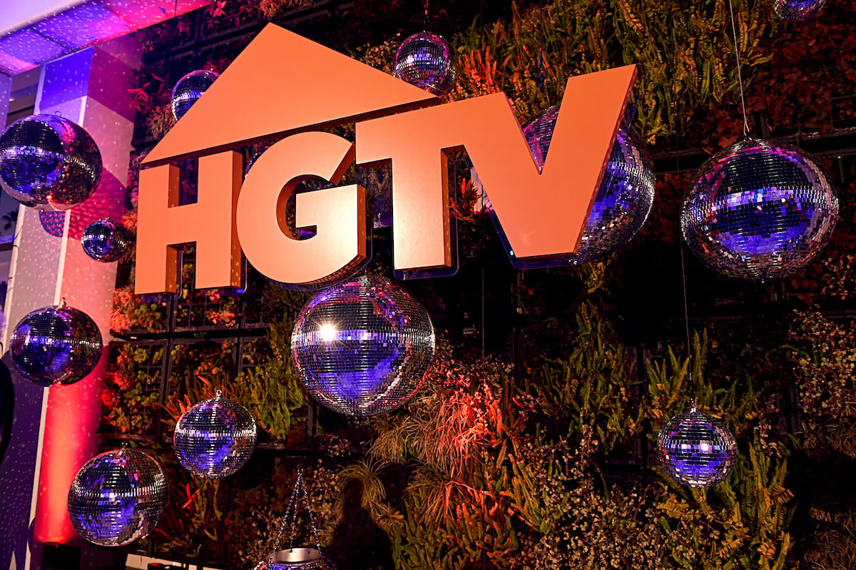 The HGTV logo at the 'A Very Brady Renovation' reception for Discovery, Inc.'s Summer 2019 TCA Tour at the Beverly Hilton Hotel on July 25, 2019, in Beverly Hills, California