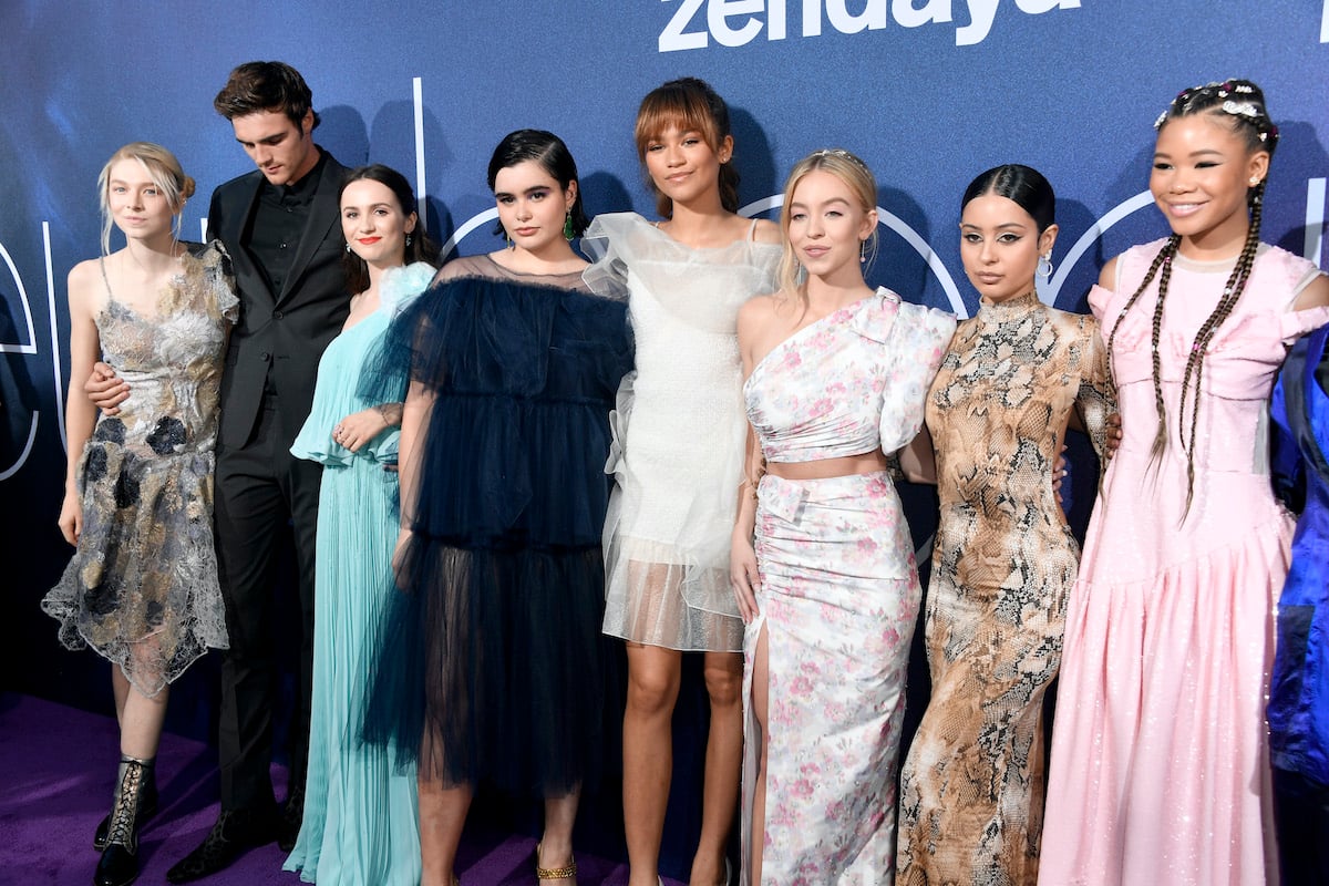 Euphoria Season 2 cast: Hunter Schafer, Jacob Elordi, Maude Apatow, Barbie Ferreira, Zendaya, Sydney Sweeney, Alexa Demie, and Storm Reid attend the LA premiere