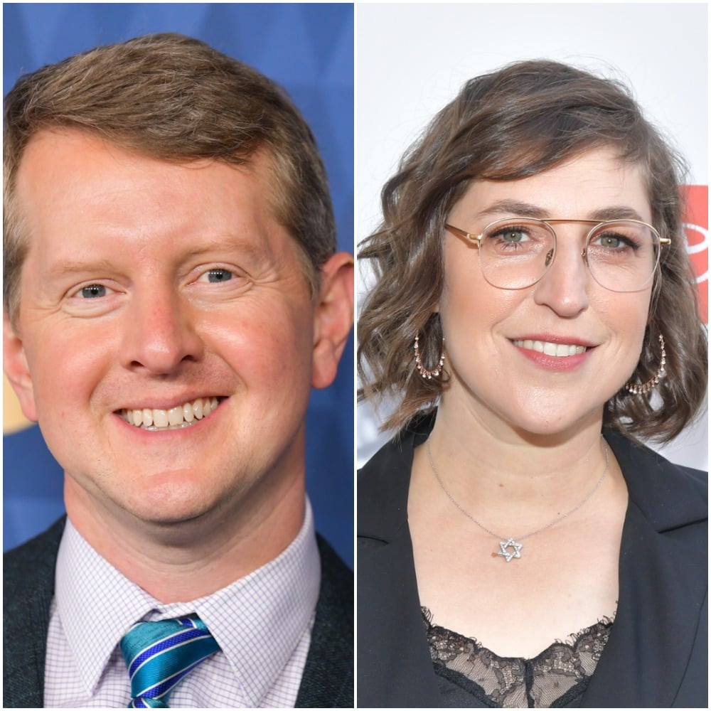 'Jeopardy!' hosts, from left to right, Ken Jennings and Mayim Bialik