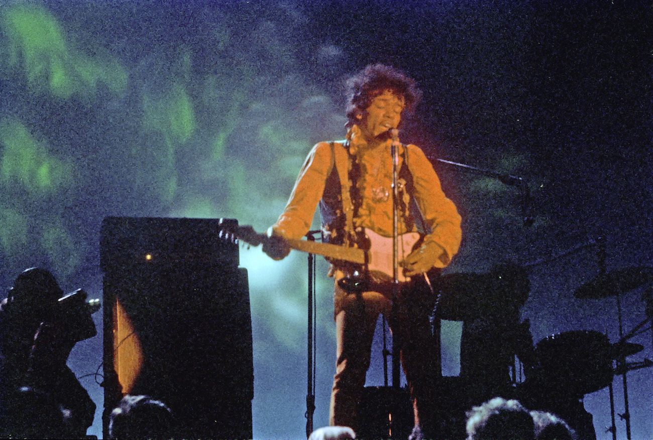 Jimi Hendrix performing at the Monterey Pop Festival, 1967.