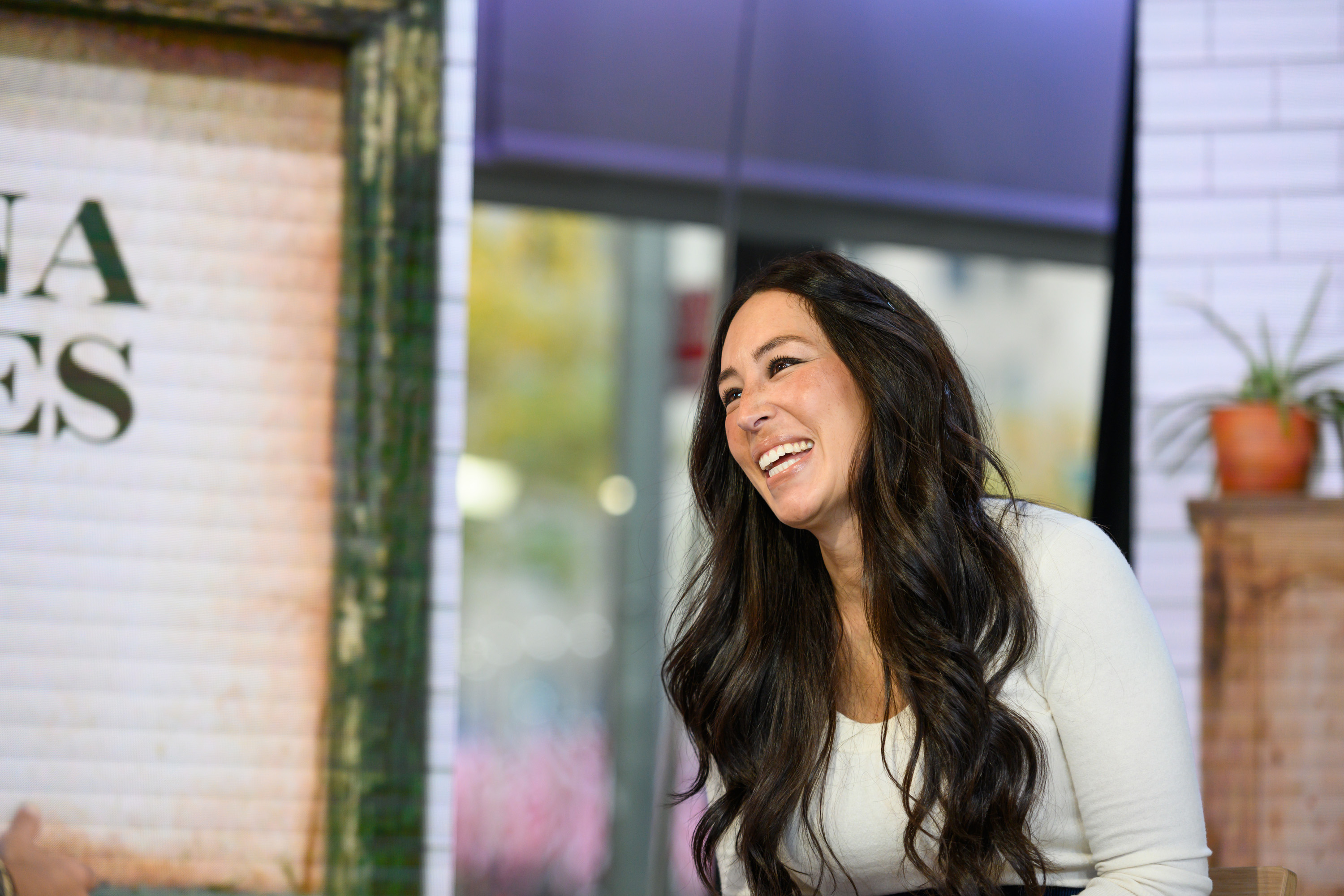 Joanna Gaines laughs during an interview on the Today show