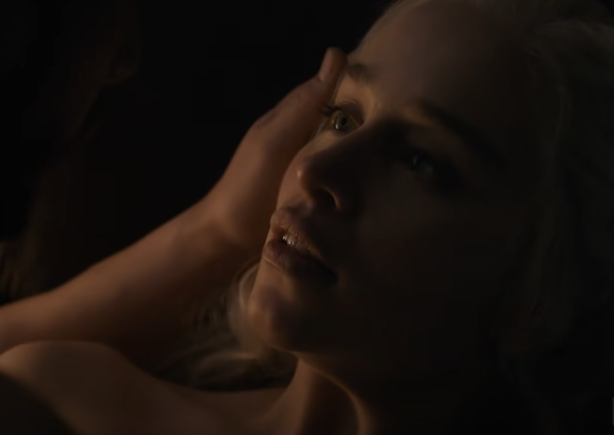 Emilia Clarke plays Daenerys Targaryen during her sex scene with Jon Snow in Game of Thrones