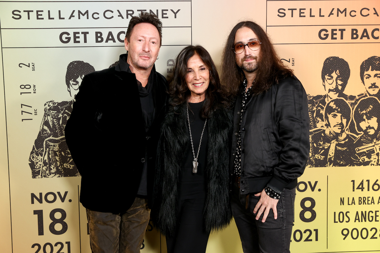 Julian and Sean Lennon with Olivia Harrison at Stella McCartney's 'Get Back' Capsule Collection.