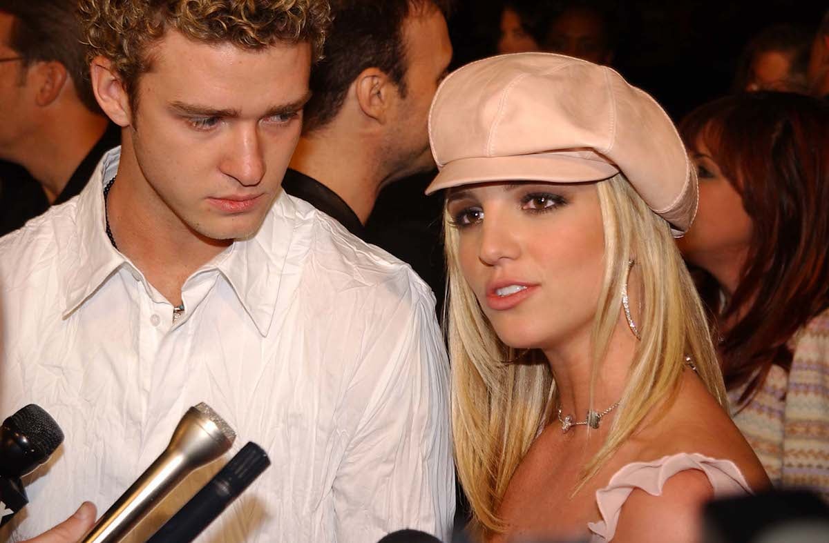 Justin Timberlake and 'Crossroads' movie star Britney Spears wearing a pink hat