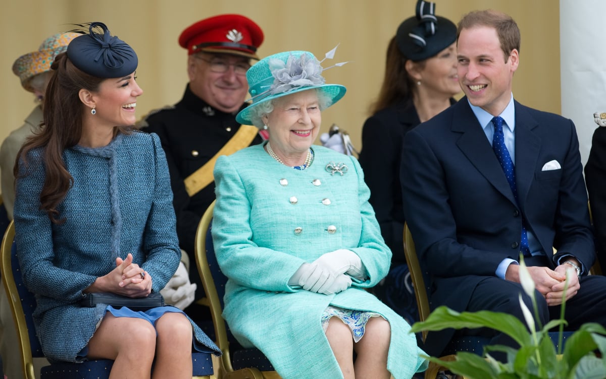 Kate Middleton, Queen Elizabeth, and Prince William attend Vernon Park during a Diamond Jubilee visit to Nottingham on June 13, 2012 in Nottingham, England