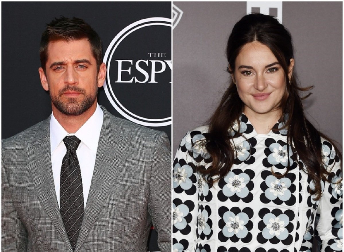 (L): Aaron Rodgers on red carpet at ESPYS, (R): Shailene Woodley at Mocler Fashion Show in Italy