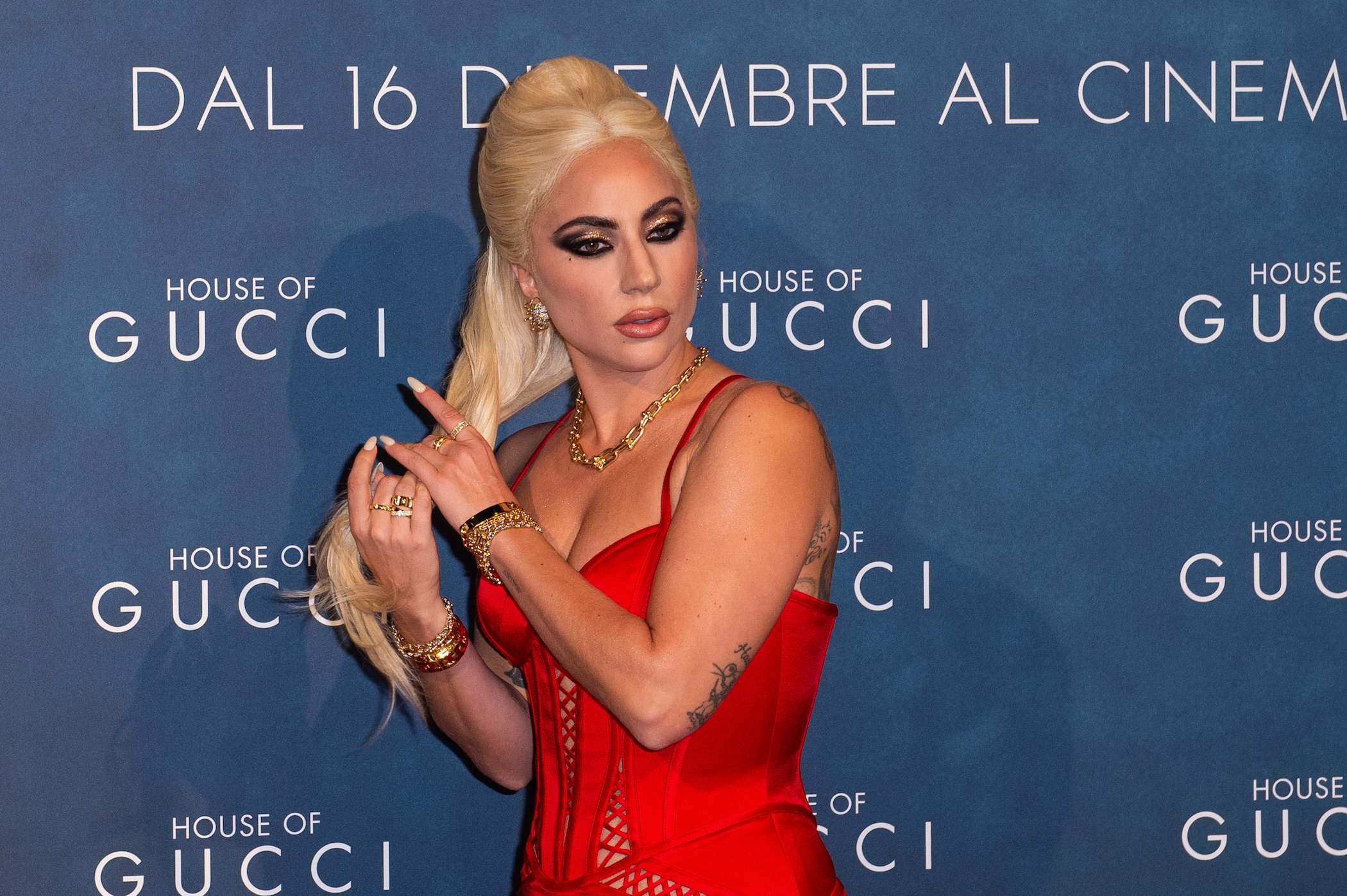 American singer Lady Gaga attends the photo call of the Italian premiere of the film 'House Of Gucci'