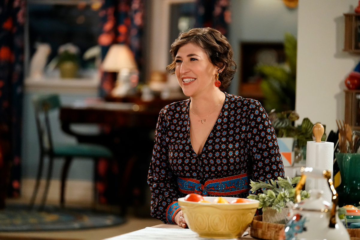 Jeopardy host Mayim Bialik in a still from a TV show