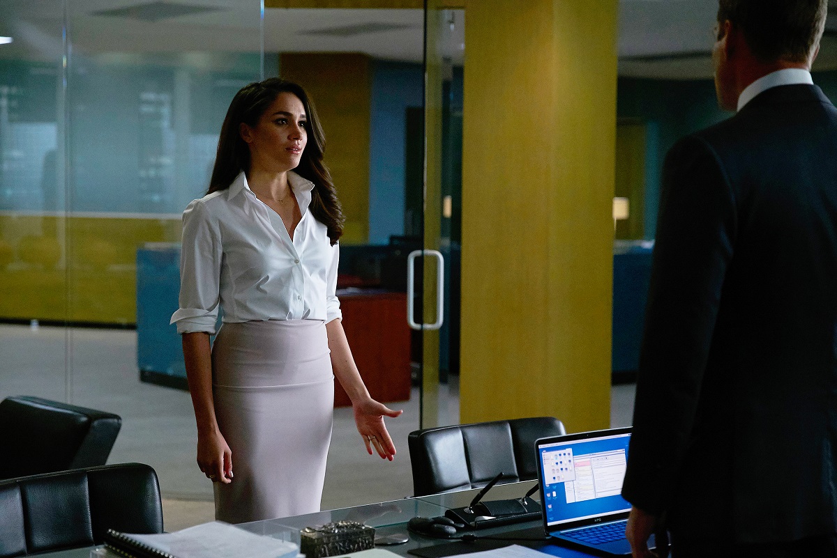 Meghan Markle as Rachel Zane on the set of the legal drama 'Suits'