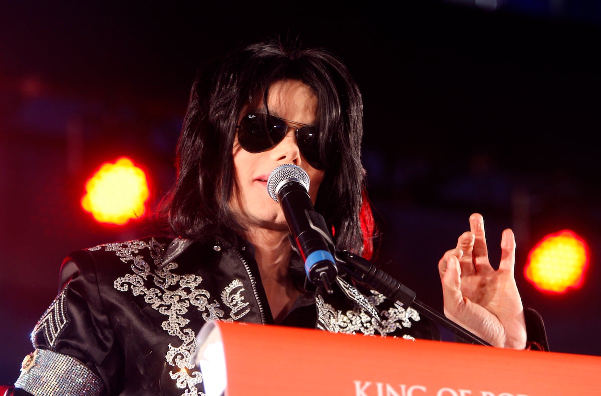 Michael Jackson speaks at a press conference in 2009