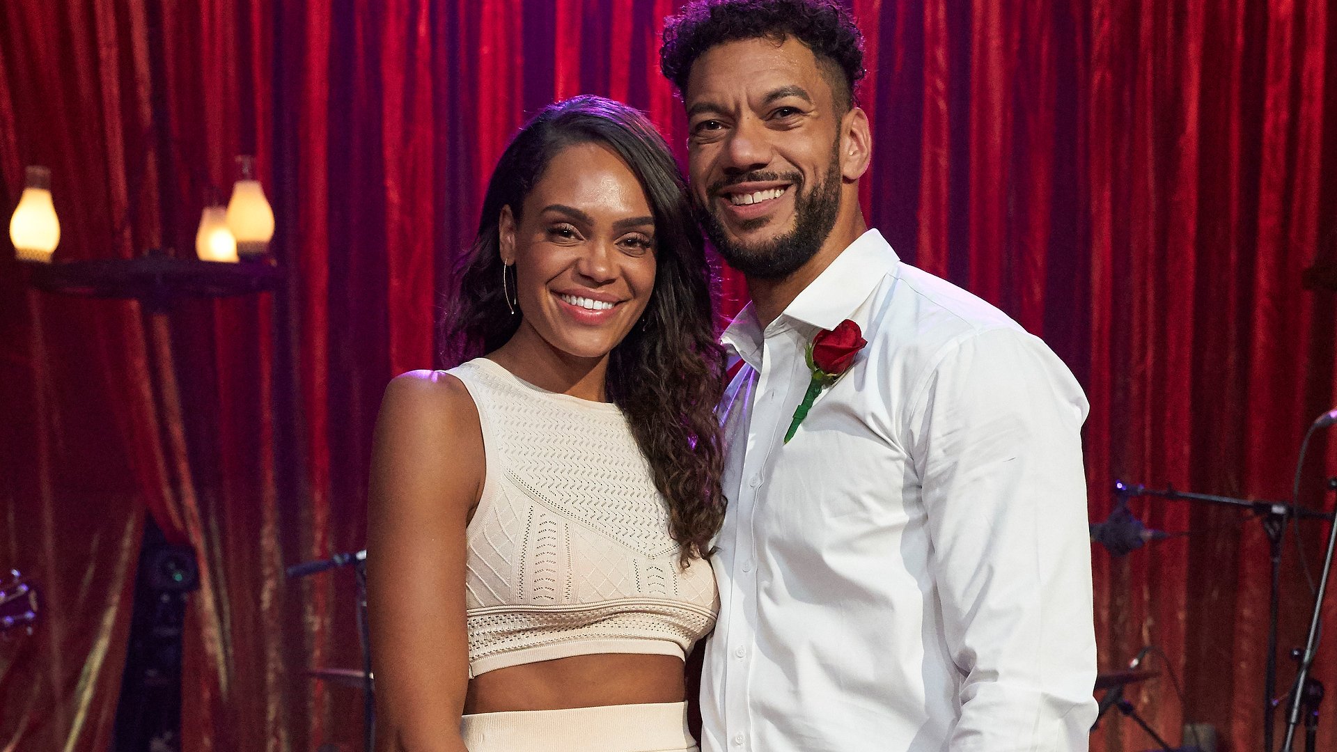 Michelle Young and Jamie Skaar pose together on their one-on-one date in ‘The Bachelorette’ Season 18 in 2021