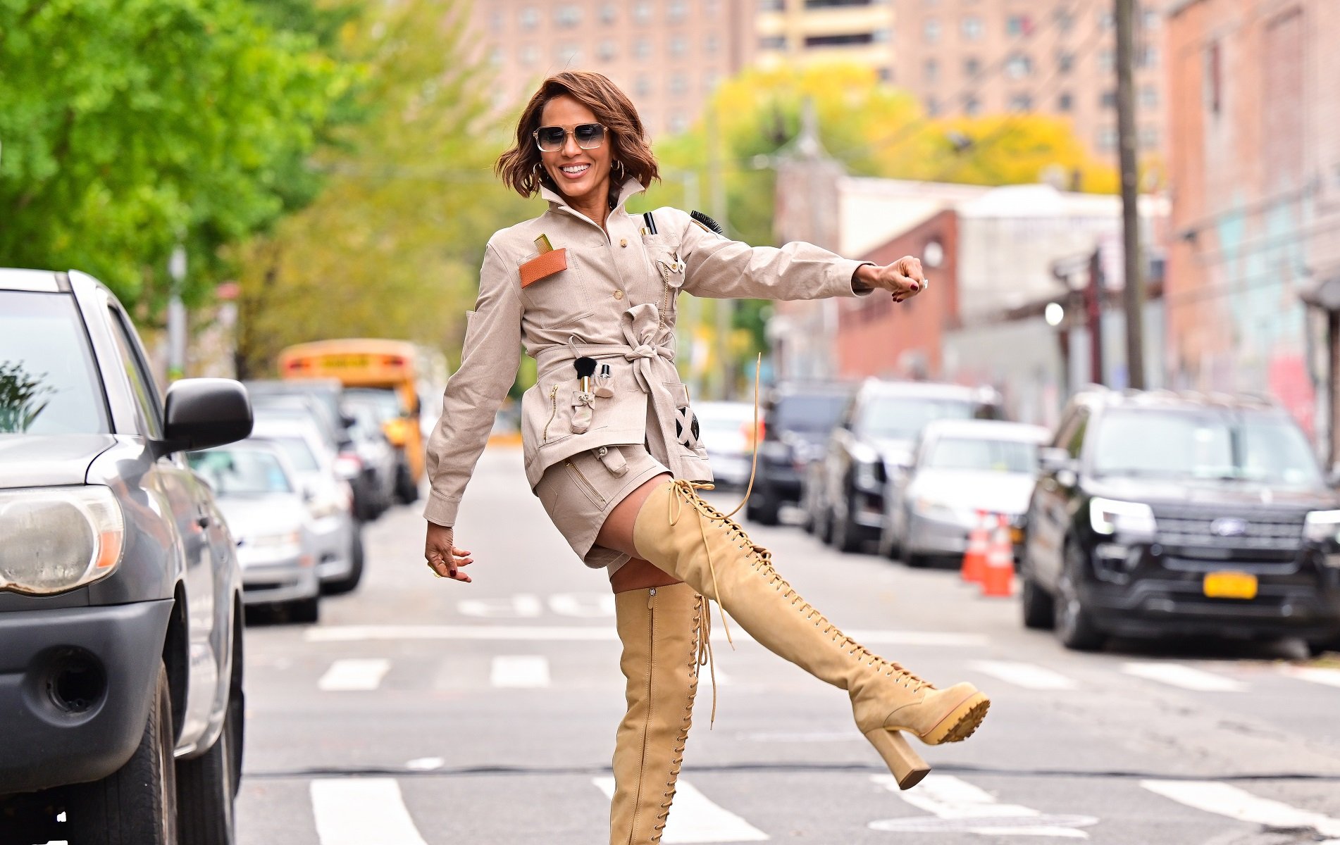 Nicole Ari Parker is seen on the set of 'And Just Like That...'. The 'Sex and the City' Reboot is set to premiere on Dec. 9