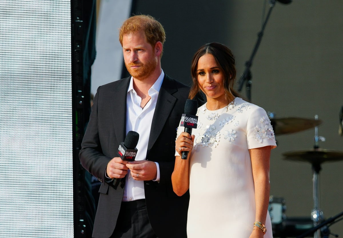 Prince Harry and Meghan Markle speak on stage at Global Citizen Live in NYC