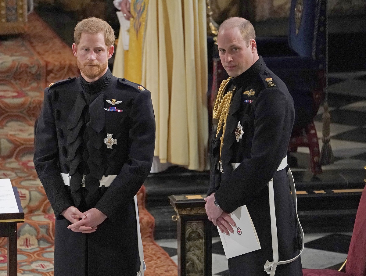 Prince Harry with his best man Prince William as they await for the start of Harry's wedding ceremony to Meghan Markle