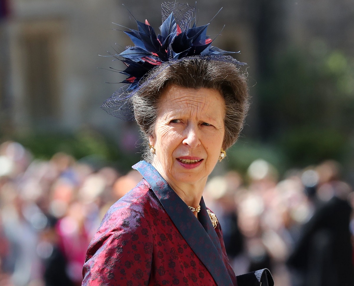 Princess Anne, Princess Royal arrives at St George's Chapel at Windsor Castle before the wedding of Prince Harry to Meghan Markle