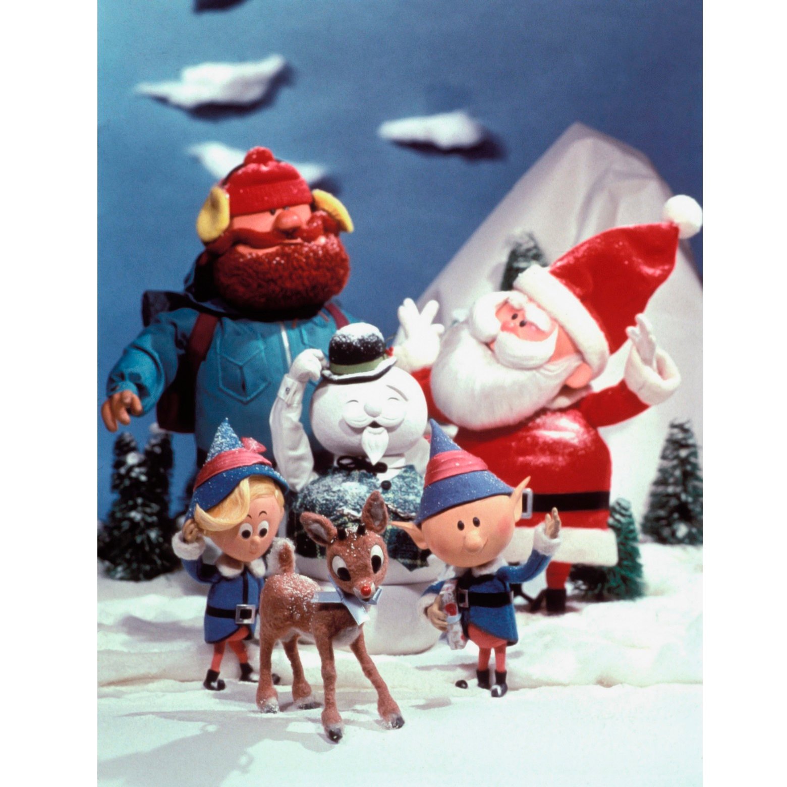 Hermey, Rudolph, Head Elf, Yukon Cornelius, Sam the Snowman, Santa Claus from 'Rudolph the Red-Nosed Reindeer' airing on CBS schedule Nov 22, 2021