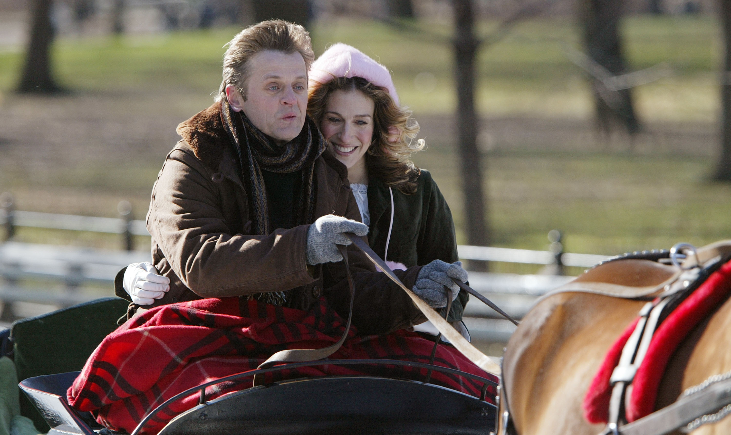 Sarah Jessica Parker and Mikhail Baryshnikov film a scene for 'Sex and the City' in Central Park. Alek serverd as one of Carrie Bradshaw's boyfriends during the show's final season. 
