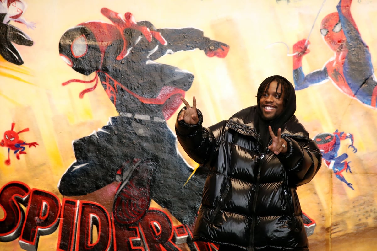 Shameik Moore (Miles Morales) celebrates 'Spider-Man: Into The Spider-Verse'