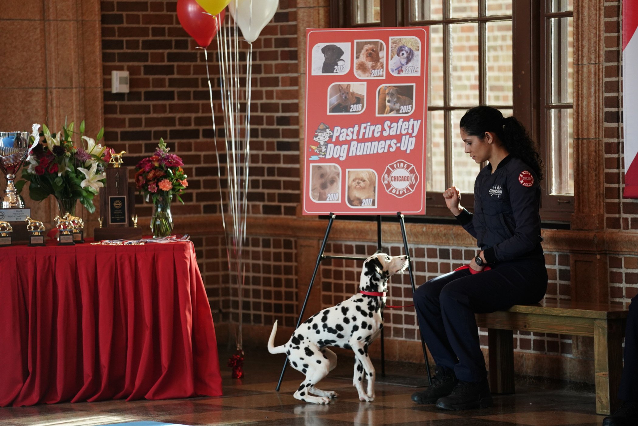 Miranda Rae Mayo as Stella Kidd with Tuesday in 'Chicago Fire'