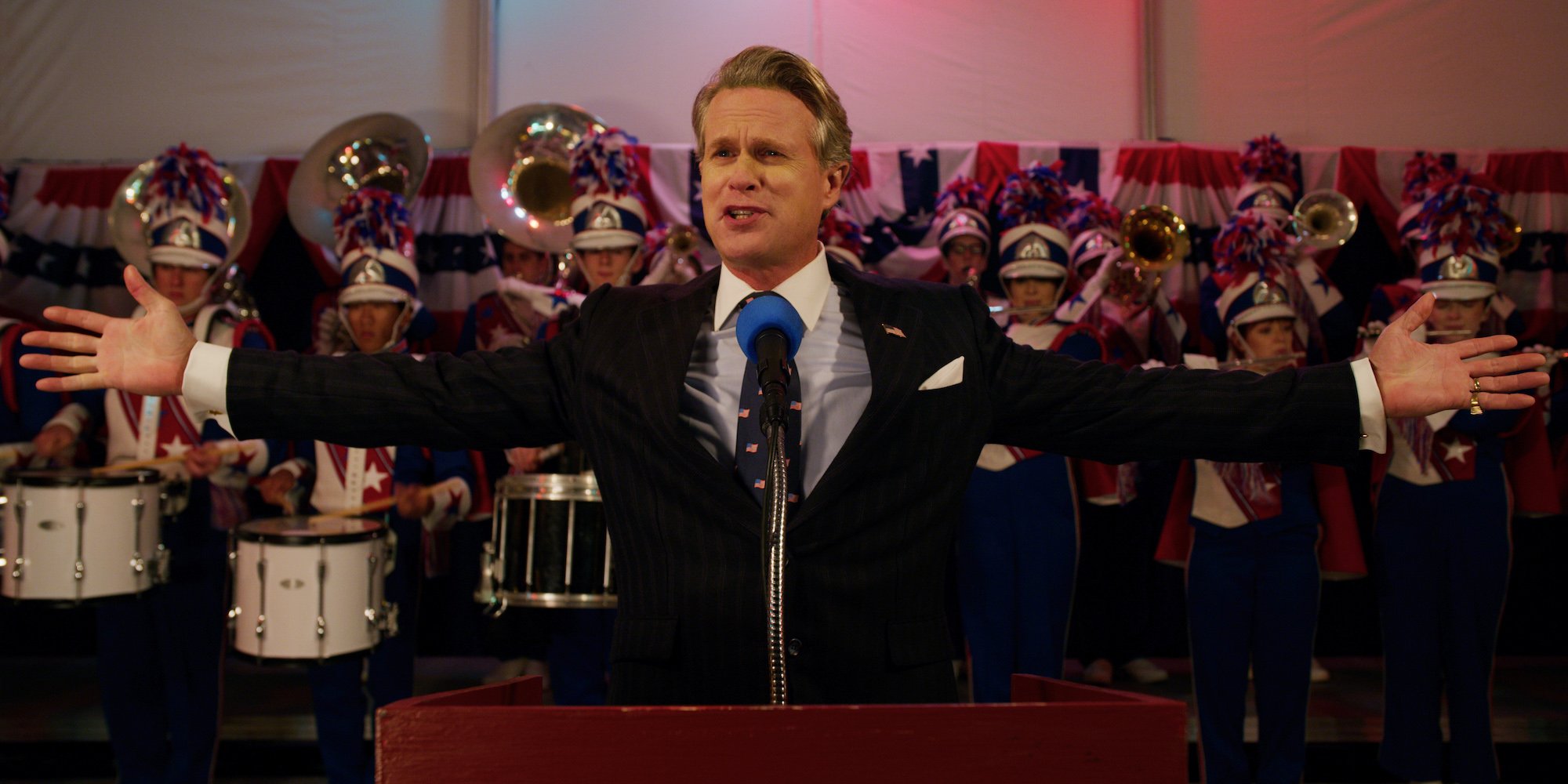 Cary Elwes in a suit and tie in a production still from 'Stranger Things' Season 3. No word on if his character will return for 'Stranger Things' Season 4.