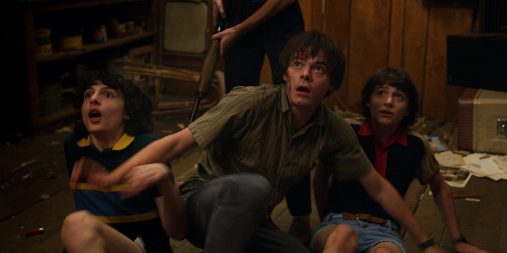 Finn Wolfhard, Charlie Heaton, and Noah Schnapp in a production still from 'Stranger Things' Season 3. Netflix may have just confirmed the Byers family is in California in Stranger Things Season 4.