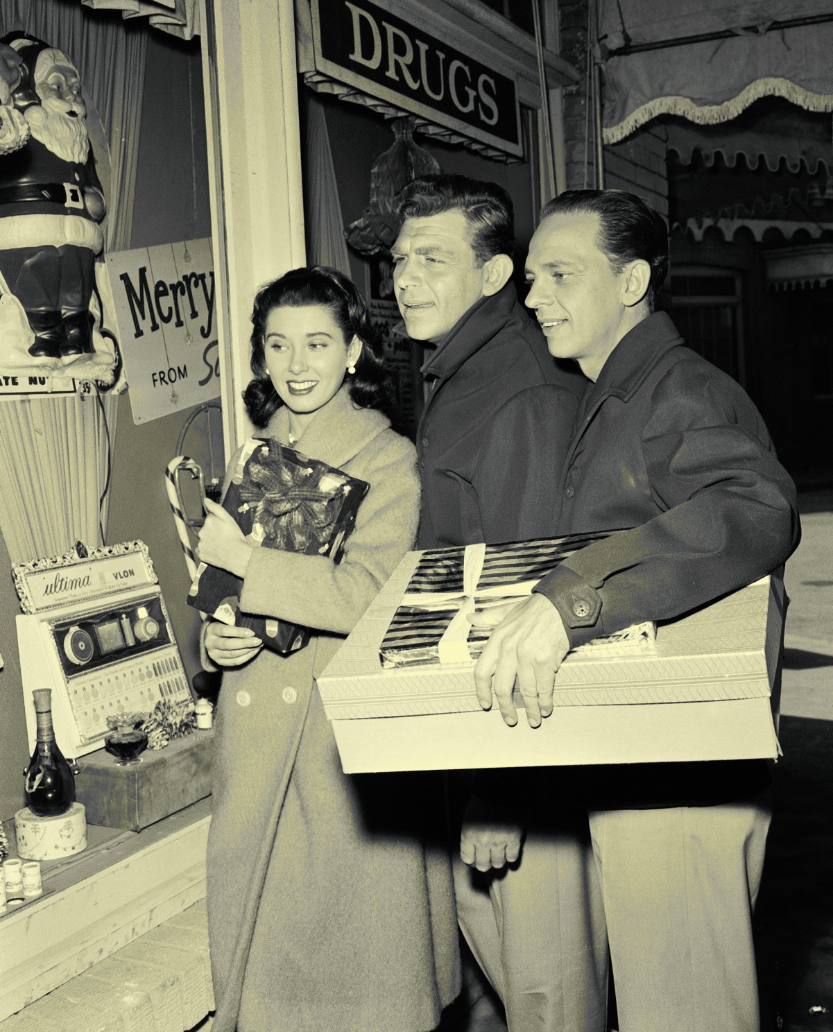 (left to right): A scene from the first season of 'The Andy Griffith Show' with Elinor Donahue, Andy Griffith, and Don Knotts.