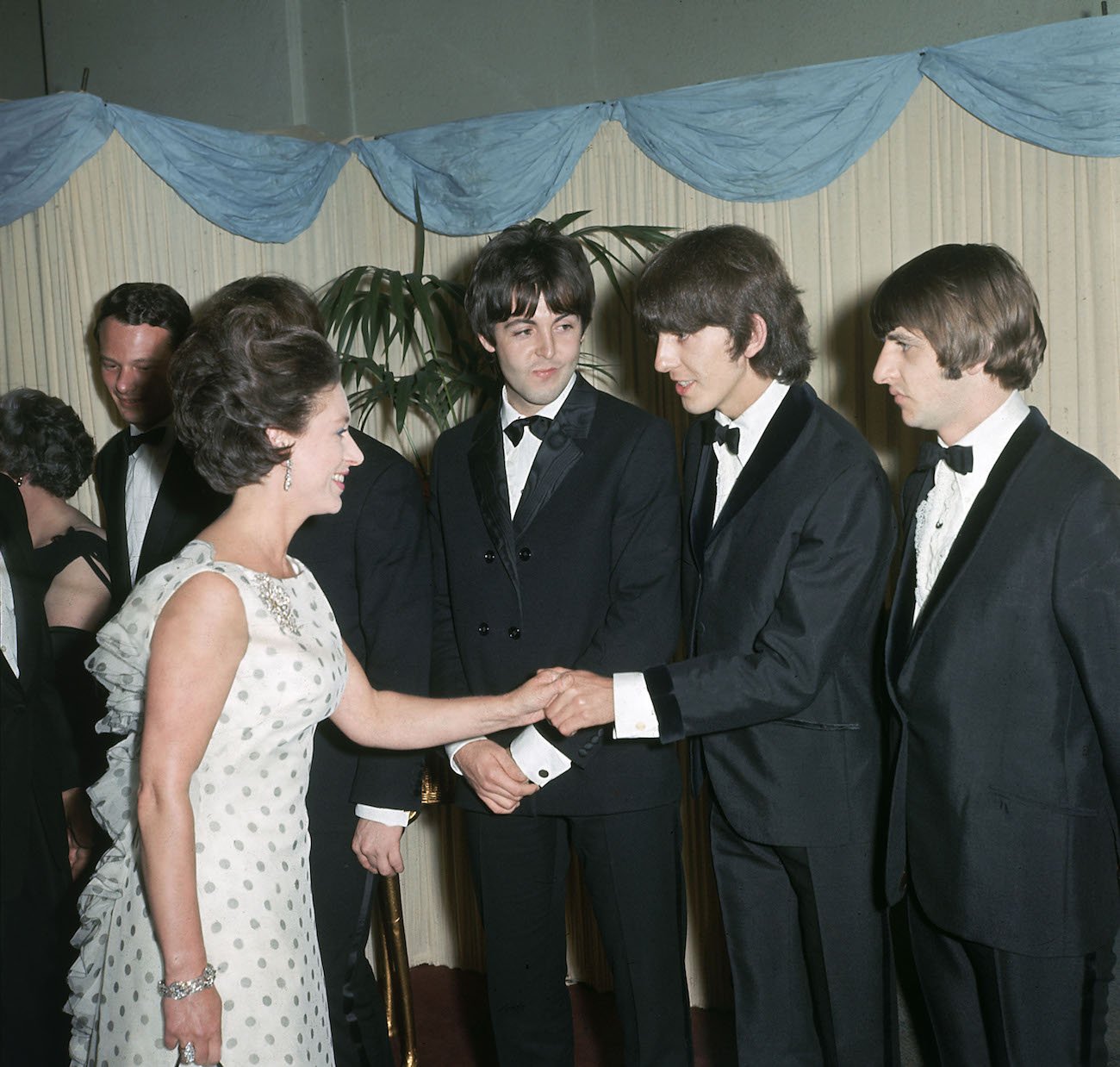 The Beatles meeting Princess Margaret at the premiere of 'Help!' 1965.