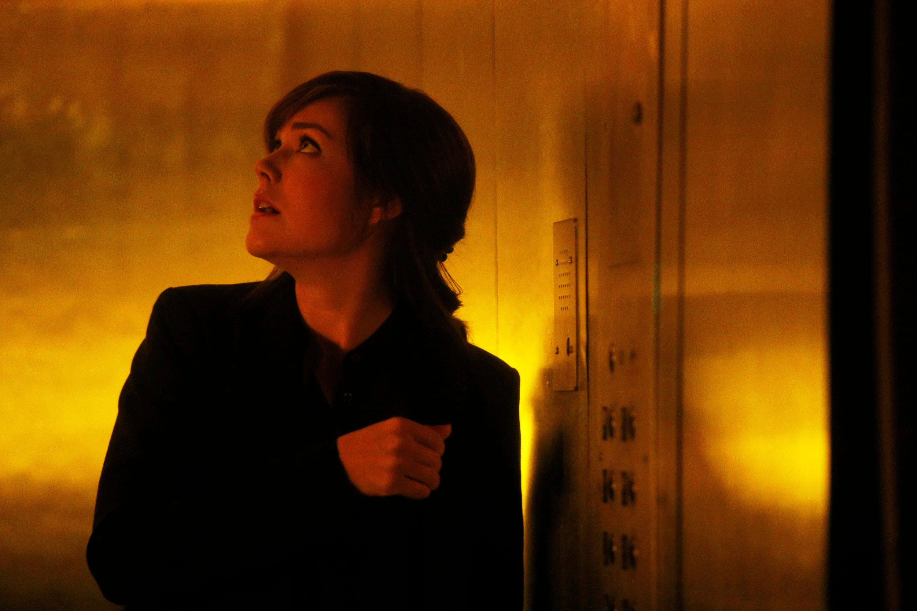 Megan Boone as Liz Keen stuck in the elevator in The Blacklist Season 1 'Anslo Garrick.'