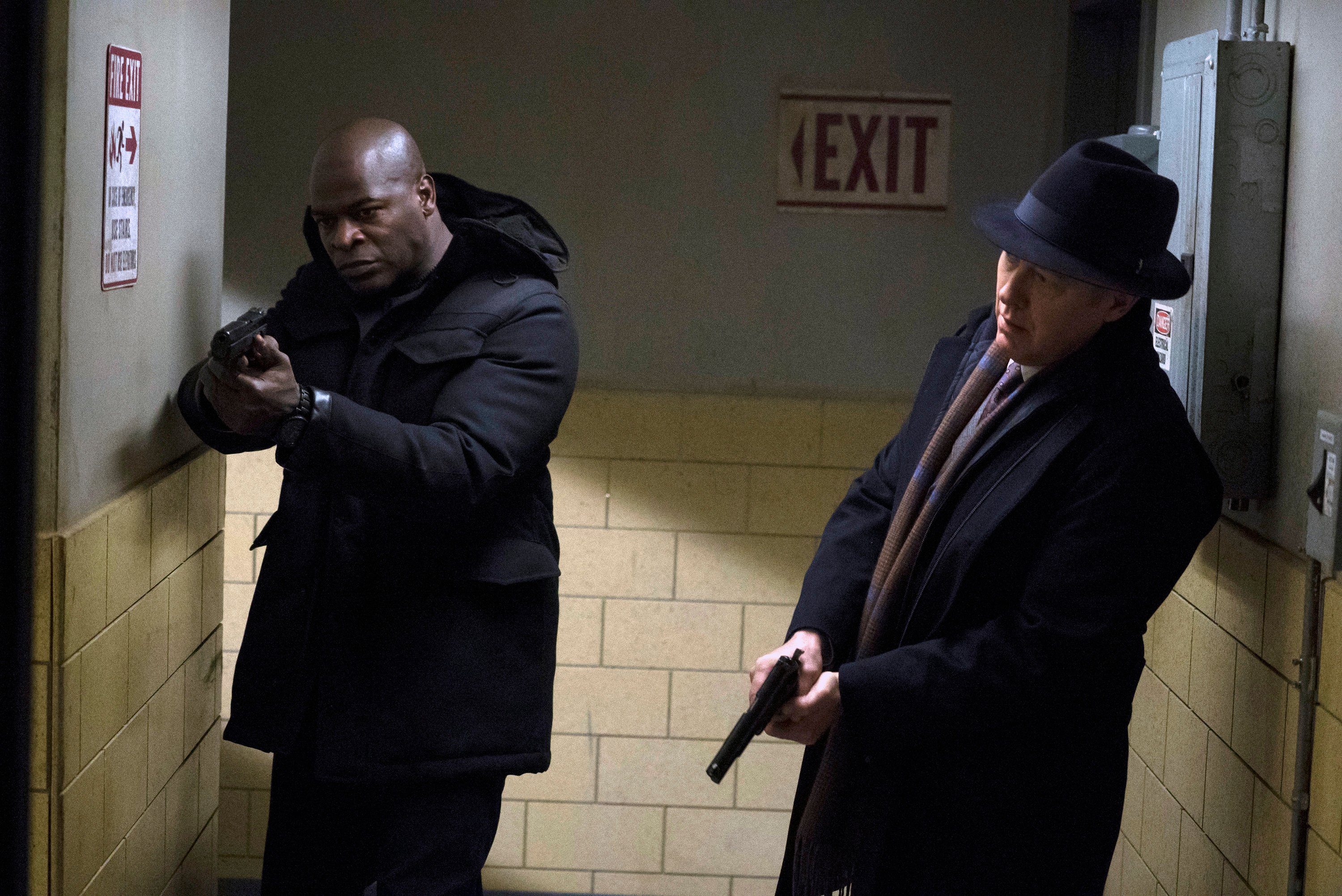 The Blacklist Season 9 stars Hisham Tawfiq and James Spader, in character as Dembe and Red,
