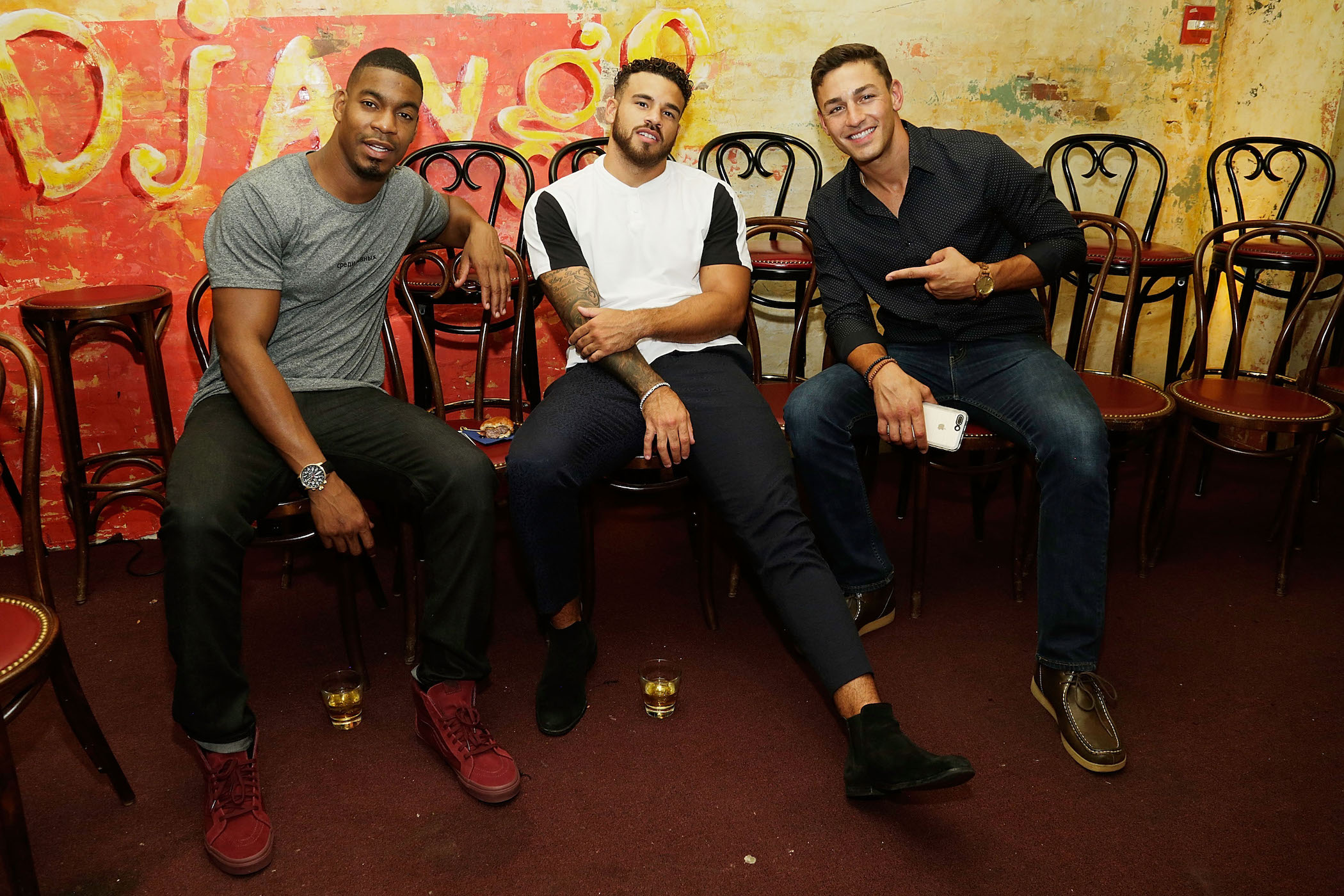 Leroy Garrett, Cory Wharton, and Tony Raines sitting together from MTV's 'The Challenge' cast