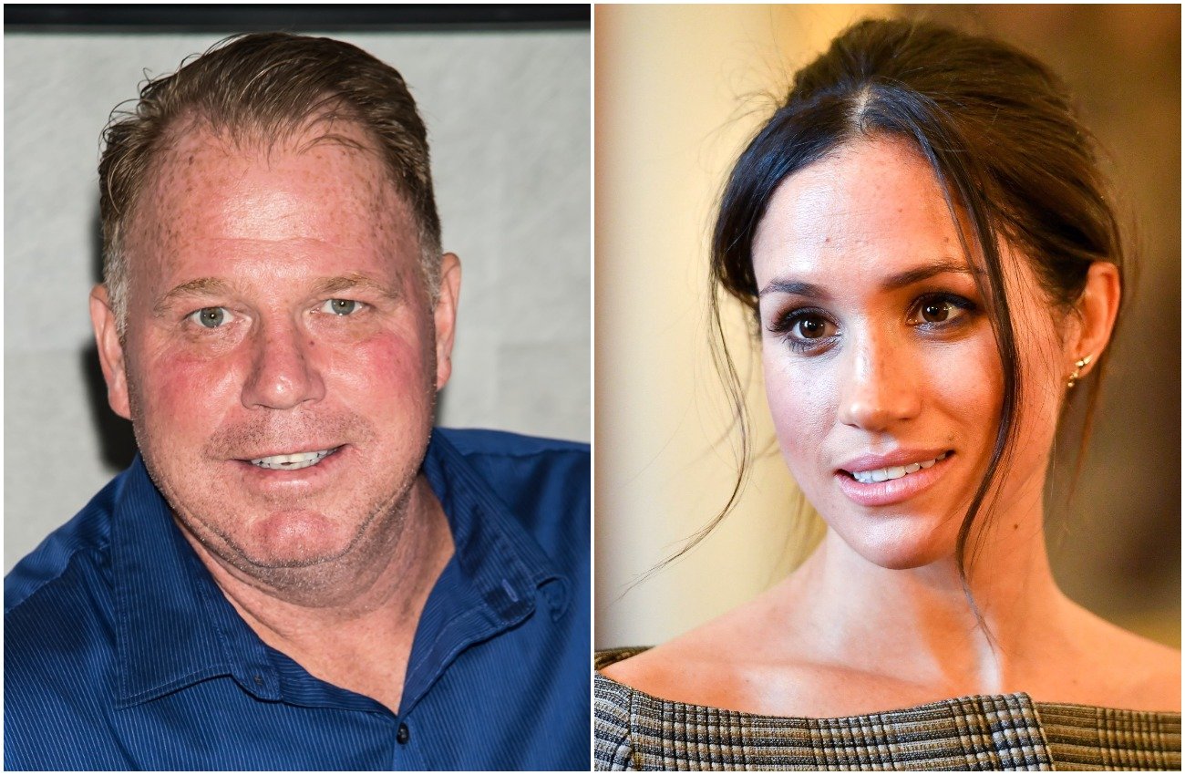 Photo of Thomas Markle Jr. next to photo of Meghan Markle