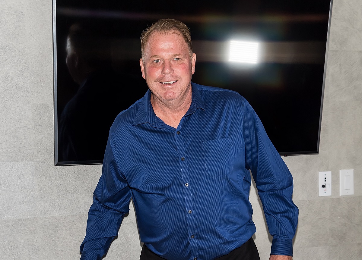 Thomas Markle Jr. in a blue button-down shirt at the Celebrity Boxing 68 press conference