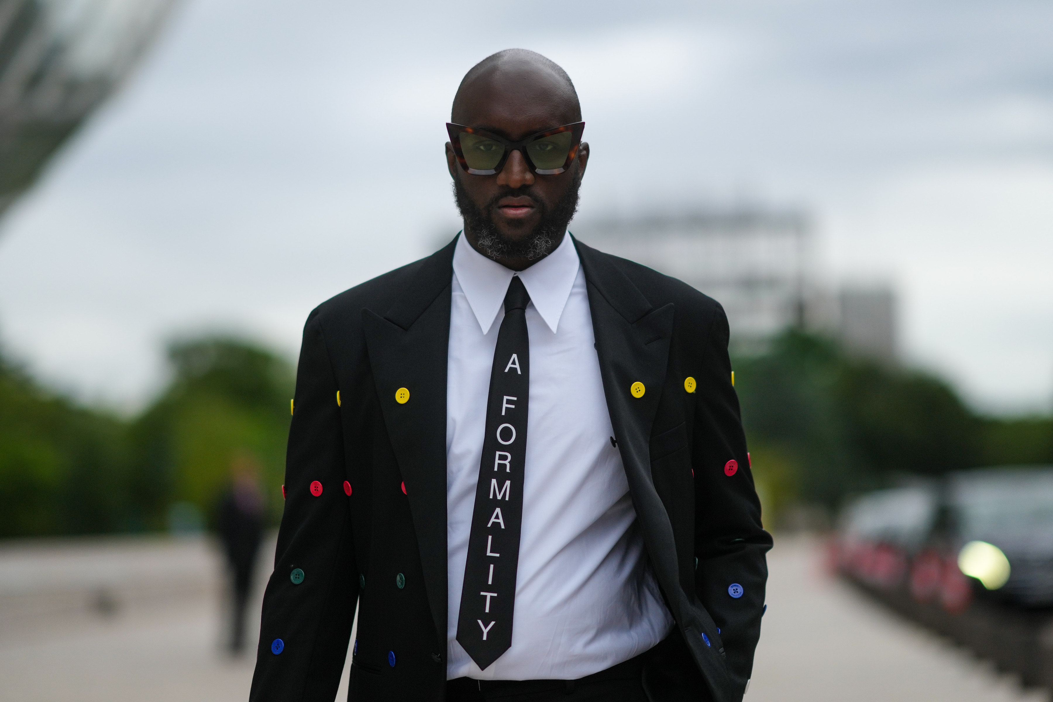 Virgil Abloh wearing a black suit