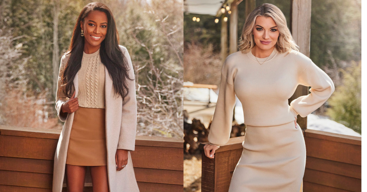 Ciara Miller and Lindsay Hubbard in neutral colors for promo pictures for 'Winter House.'