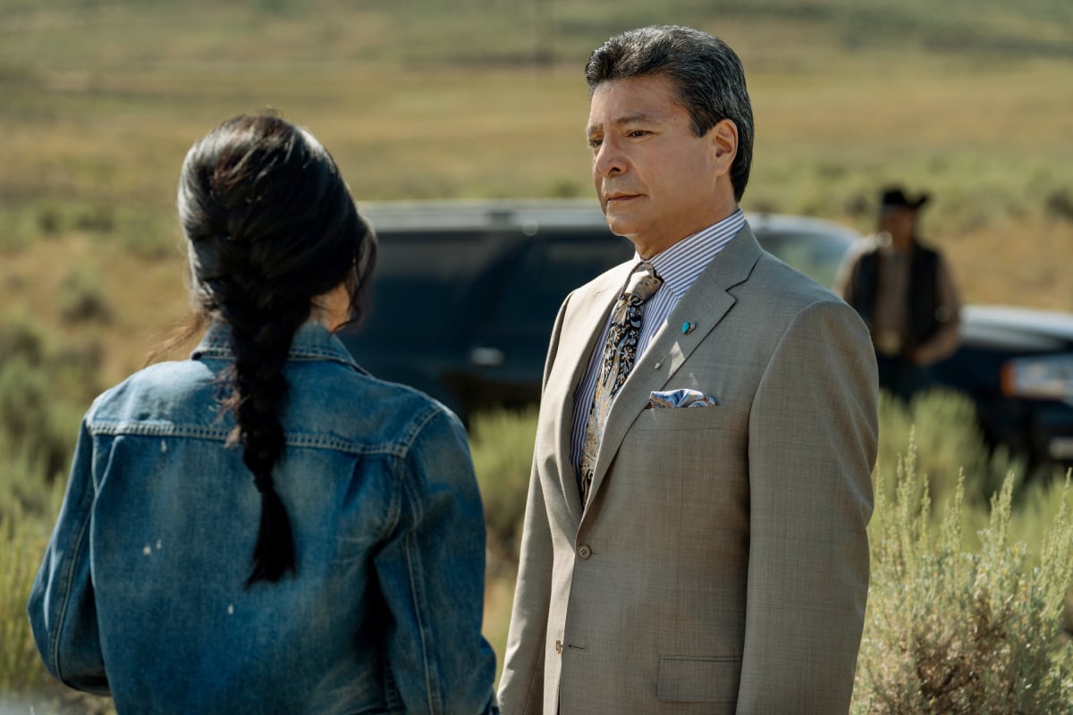 Kelsey Asbille (Monica Dutton) and Gil Birmingham (Chief Rainwater) in the season 3 episode of ‘Yellowstone’ ‘All For Nothing’