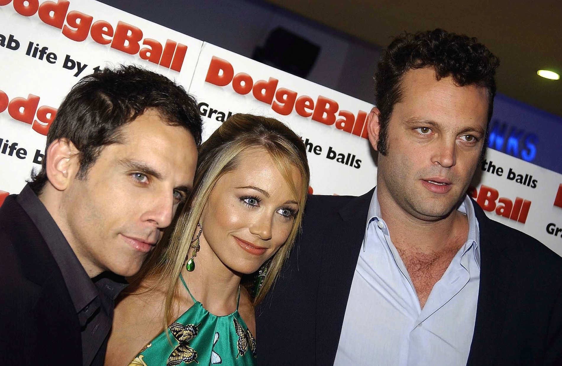 Ben Stiller, Christine Taylor, and Vince Vaughn at premiere for 'Dodgeball: A True Underdog Story'